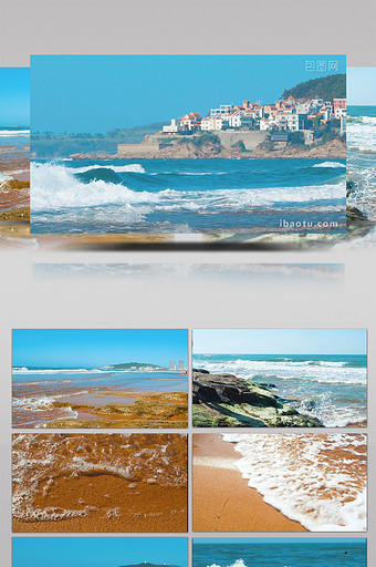 实拍4K大海海浪拍打岩石沙滩视频素材图片