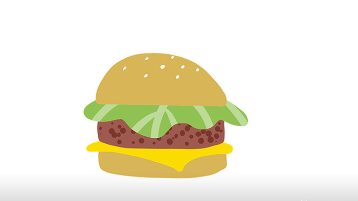 简约扁平画风食物类零食类汉堡mg动画