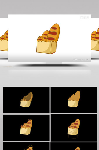 简约扁平画风食物类零食类面包mg动画图片