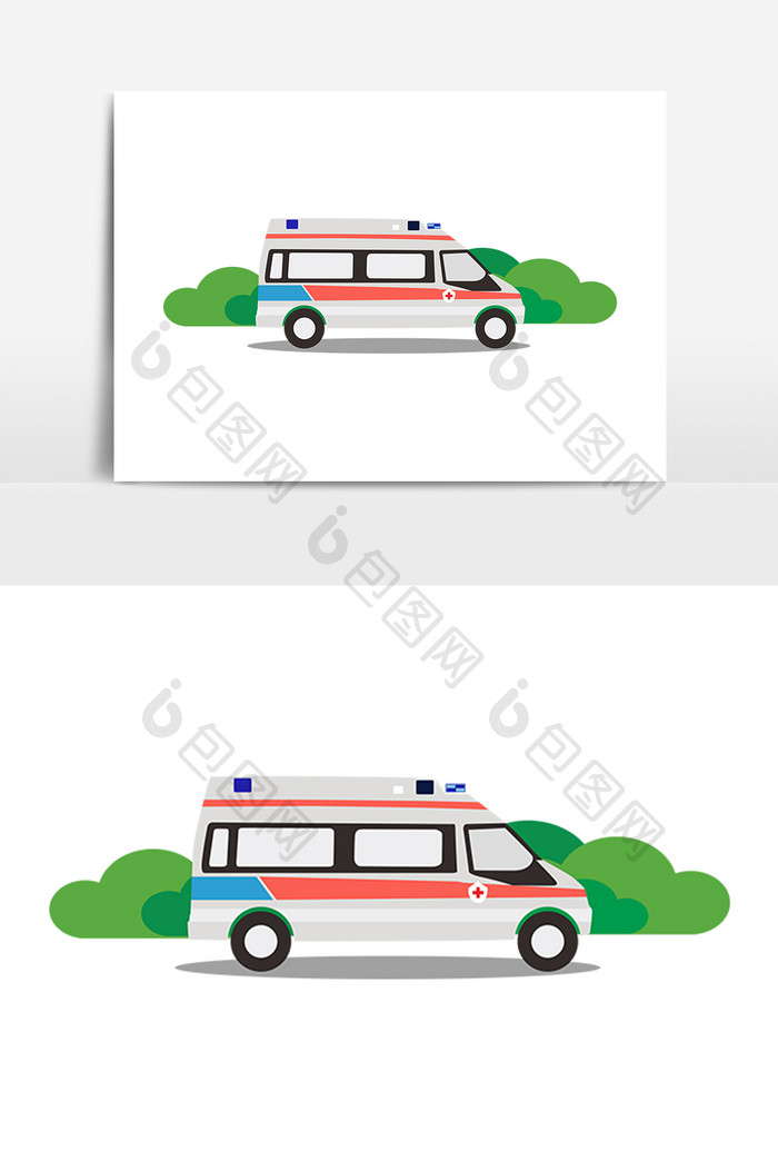 蓝色科技救护车医院宣传海报矢量元素插图