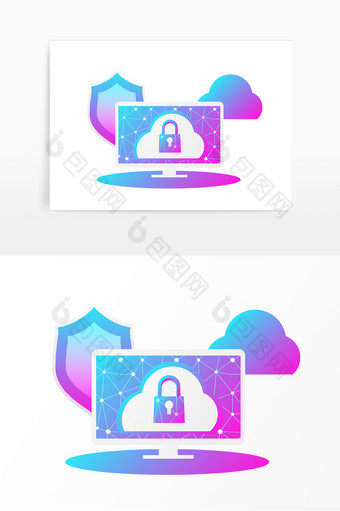 电脑科技安全矢量图图片