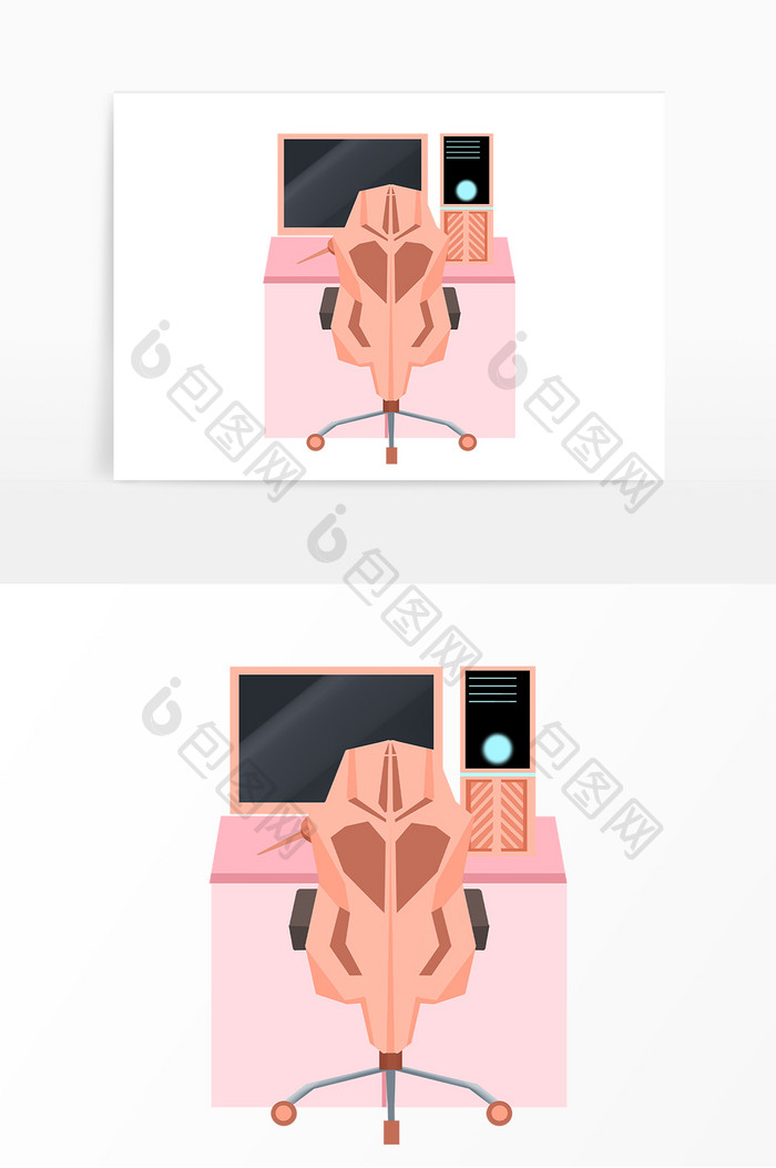 电脑桌电玩游戏矢量图