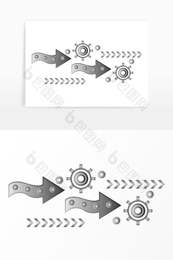 灰色齿轮机械箭头矢量图图片