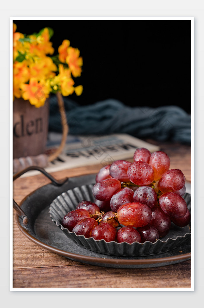 新鲜水果红提葡萄提子摄影图