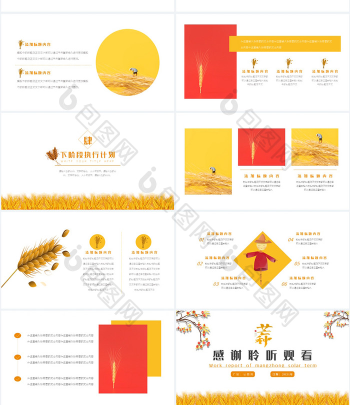 芒种节气工作计划总结PPT模板