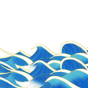 线性蓝色海浪矢量图