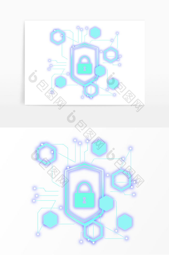 科技盾牌锁子矢量图