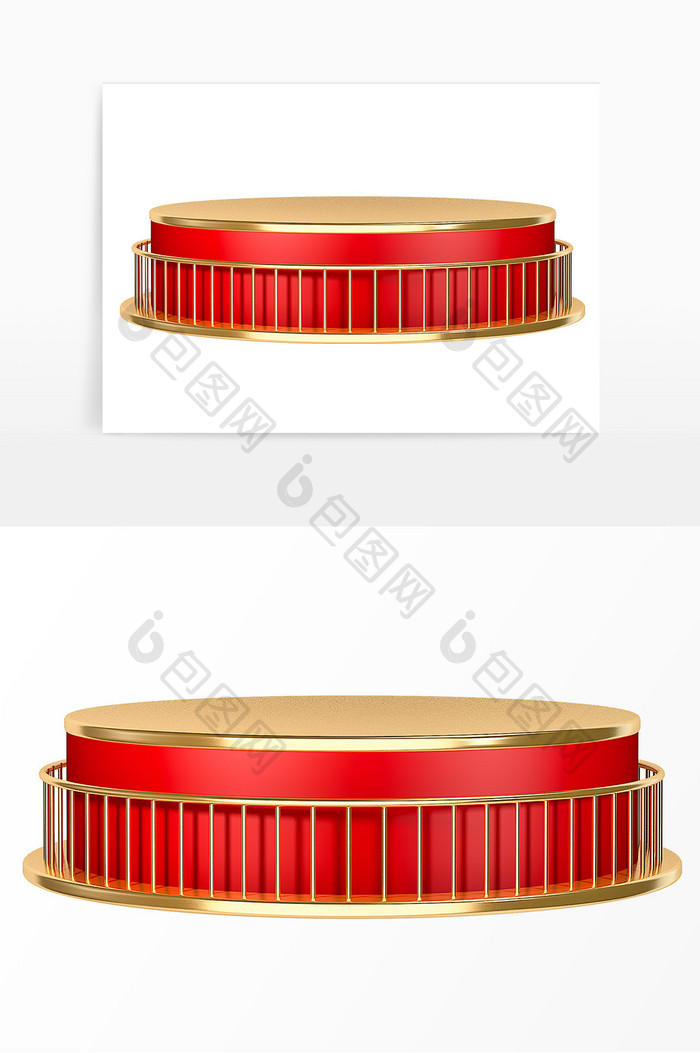 电商海报产品展示C4D金属红装饰立体台