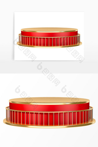 电商海报产品展示C4D金属红装饰立体台图片