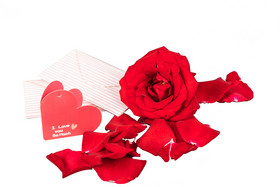爱情信件和玫瑰花摄影图