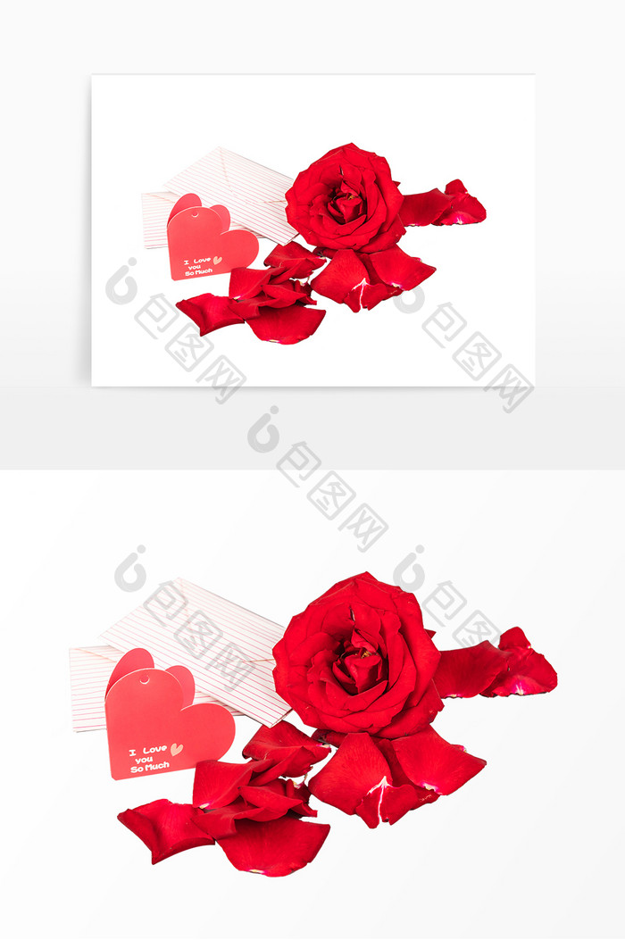 爱情信件和玫瑰花摄影图