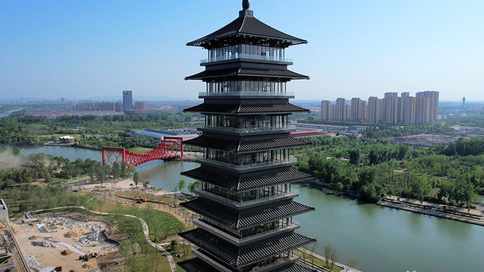 4K航拍扬州地标建筑运河博物馆扬州旅游