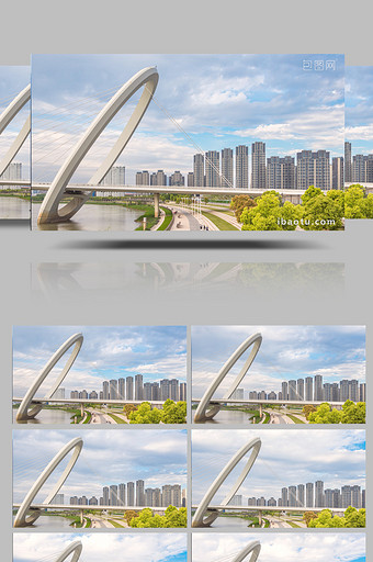 城市风貌地标建筑南京眼睛蓝天延迟图片