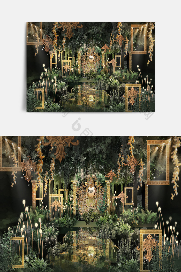 绿色金色欧式婚礼丛林婚礼效果图图片图片