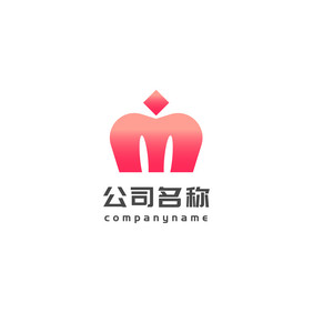 红色简约M字母酒店休闲娱乐行业logo