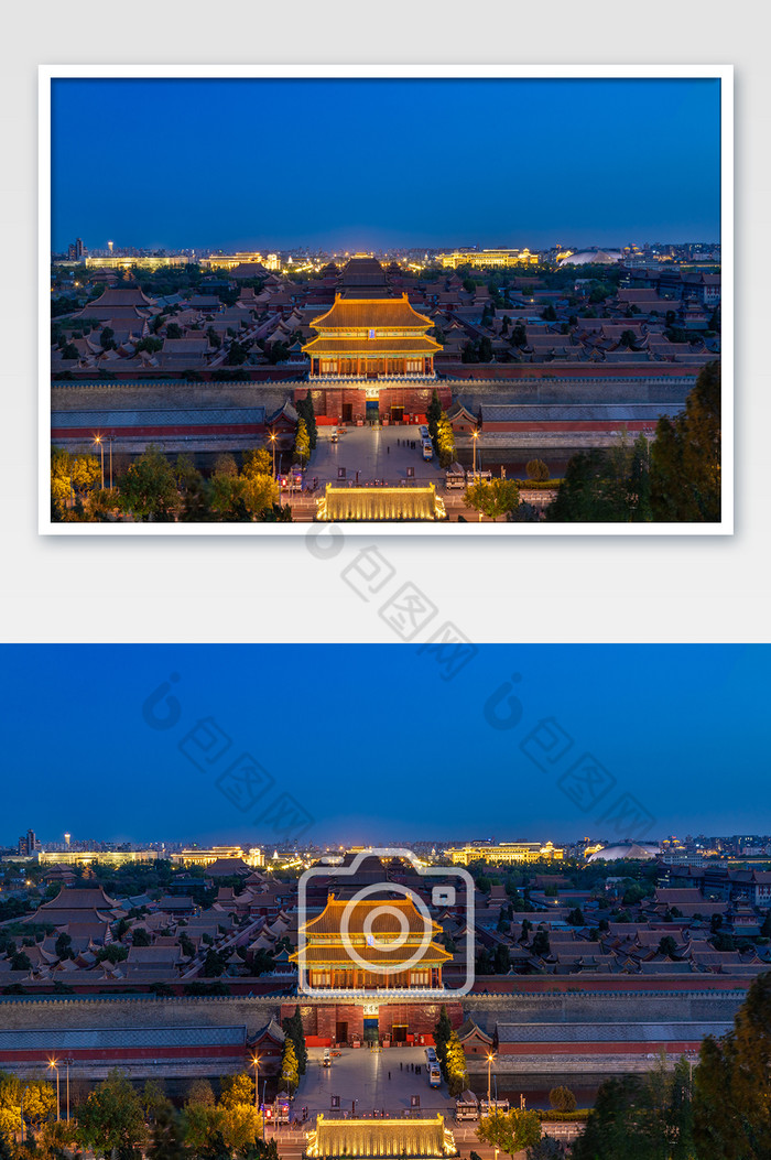 北京地标的紫禁城故宫俯视建筑摄影图片图片
