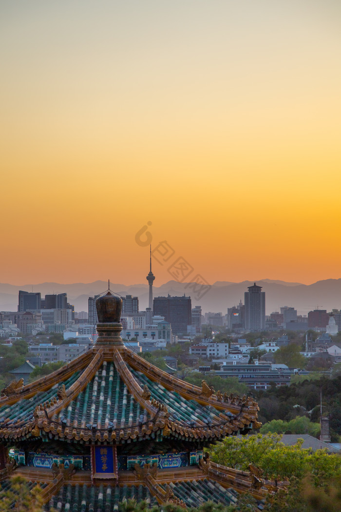 北京地标景山公园环式风景建筑摄影图片