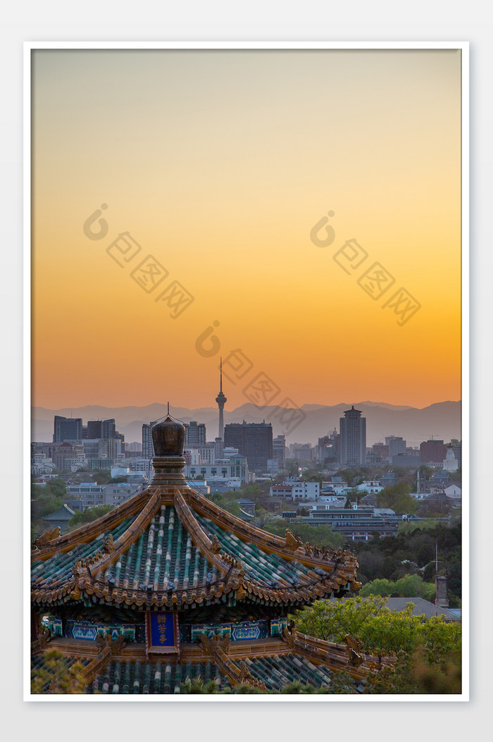 北京地标景山公园环式风景建筑摄影图片