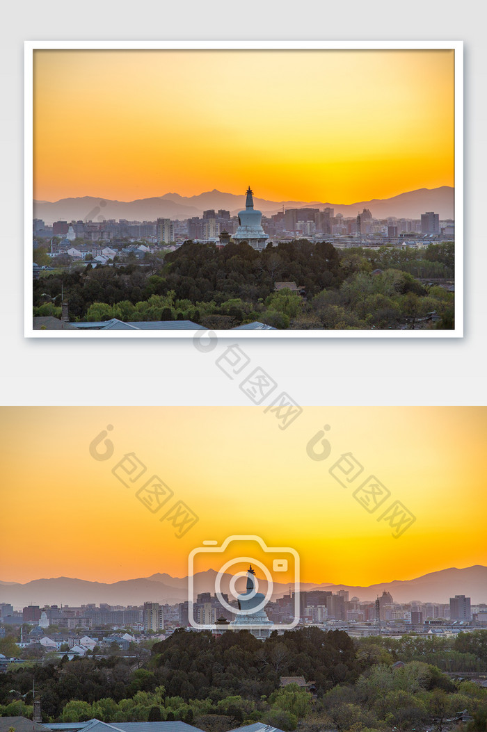 北京地标景山公园环式风景的建筑摄影图片