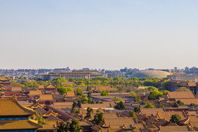 北京地标紫禁城故宫的俯视建筑摄影图片