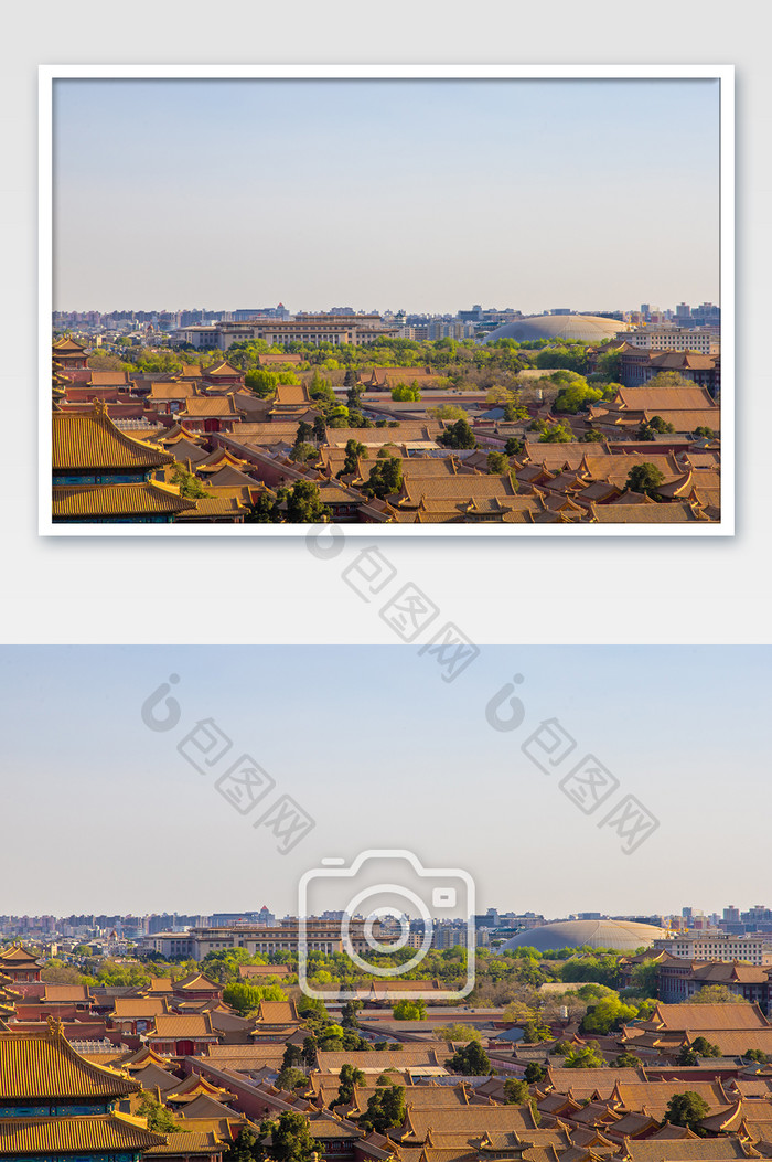 北京地标紫禁城故宫的俯视建筑摄影图片