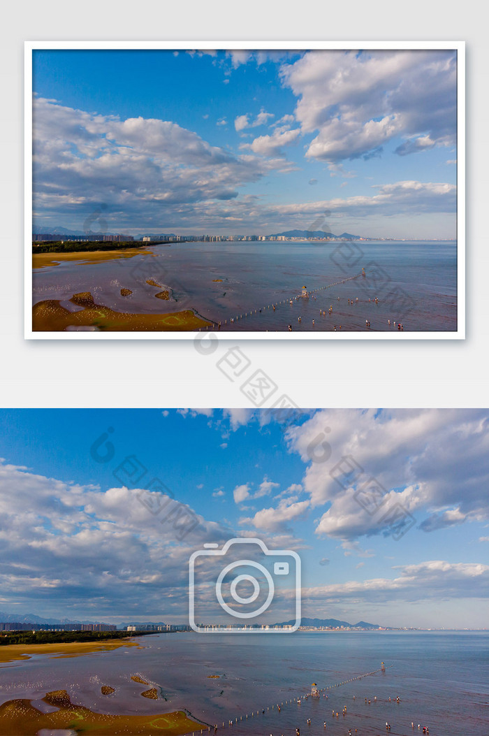 北戴河度假区河边沙滩风景的摄影图片图片