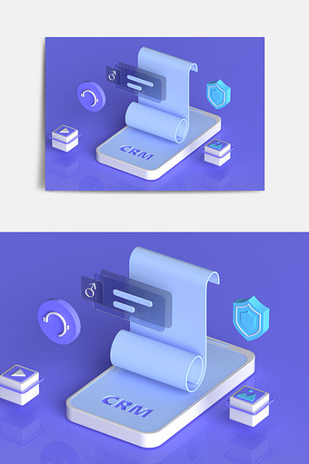 紫色手机UI图标C4D元素图片