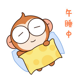 橙色扁平可爱卡通猴子睡觉表情GIF图
