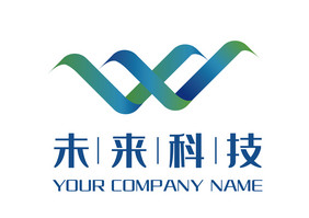 未来科技蓝商务通用W字母logo