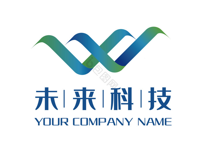 未来科技蓝W字母logo图片