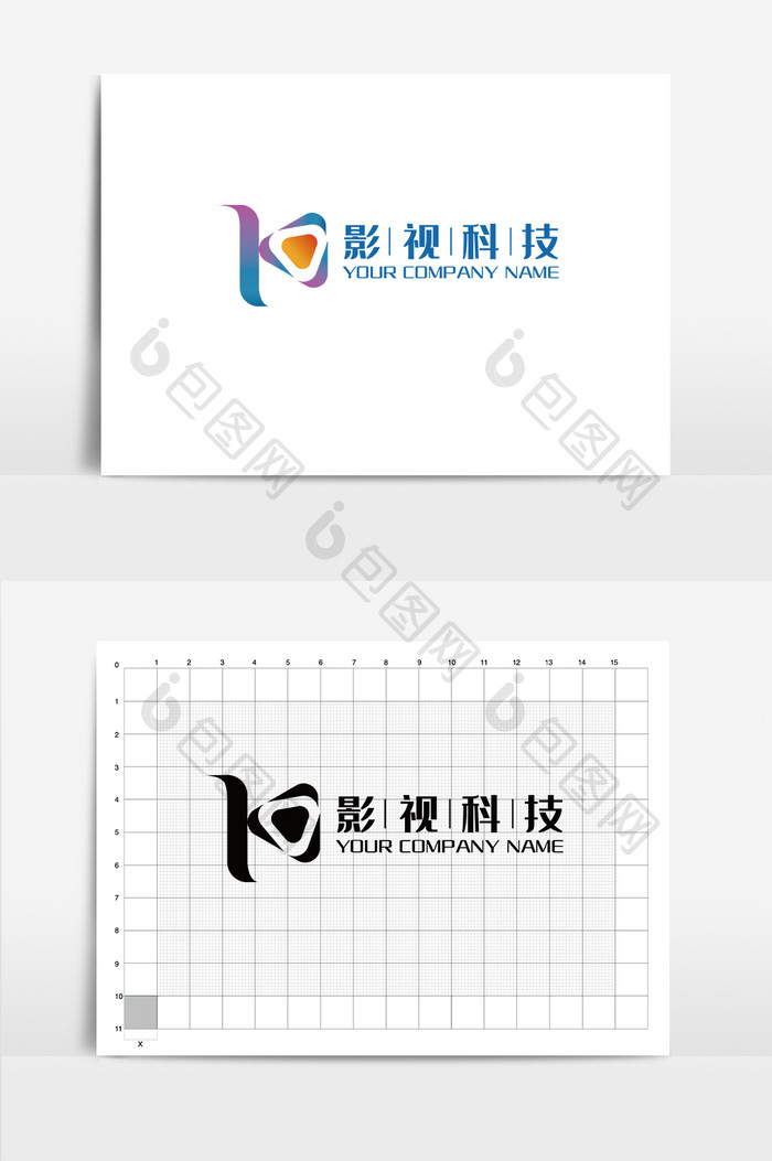 影视科技电影科技蓝K字母logo标志