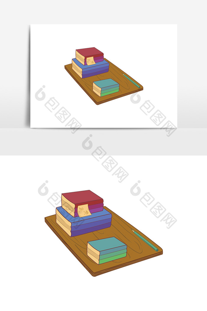高考学习书桌卡通元素