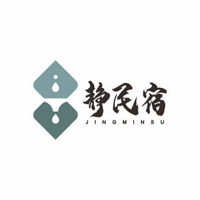 民宿中国风古典水滴餐饮LOGO标志VI