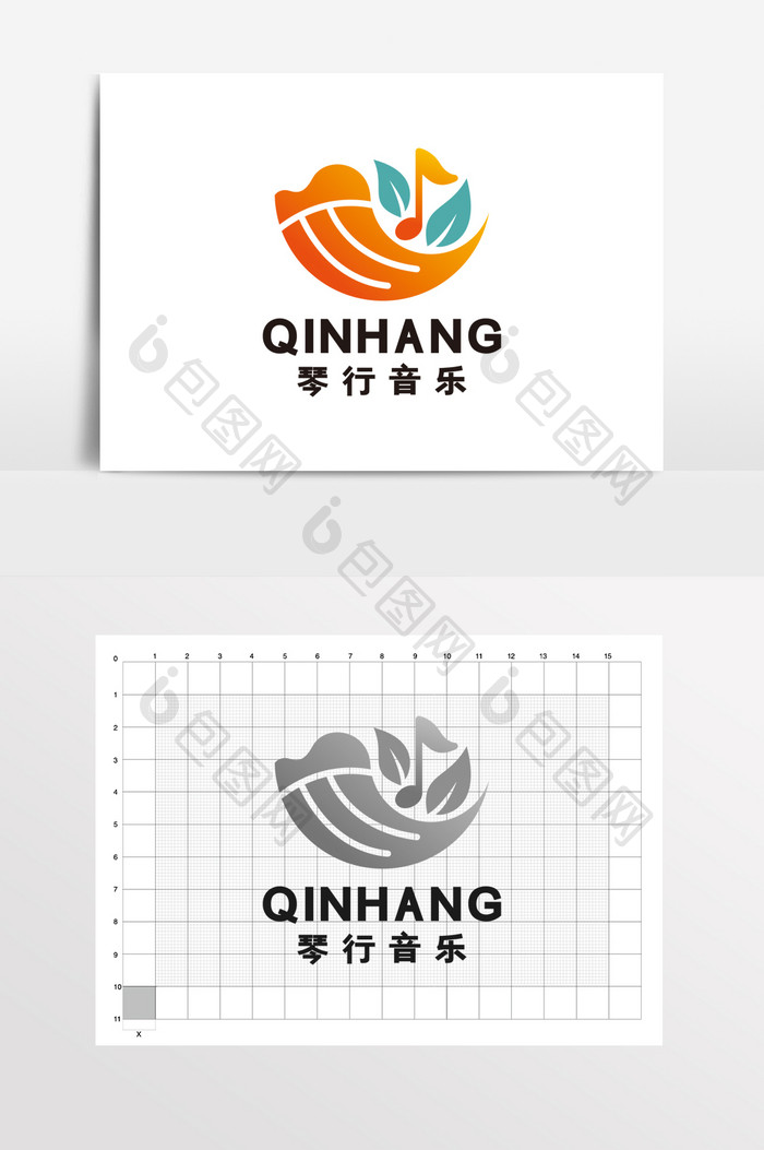 琴行古筝学校教育音乐LOGO标志VI