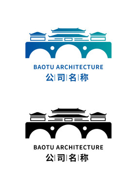 渐变古建筑LOGO地产公司LOGO