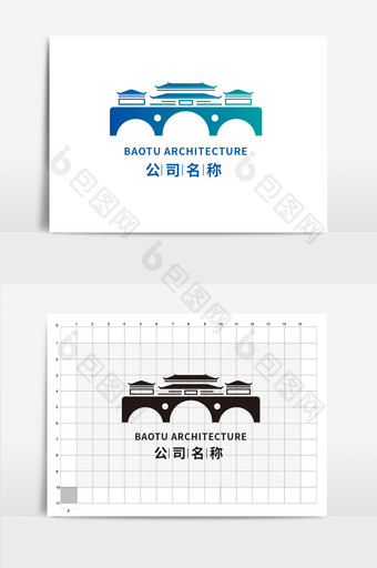 渐变古建筑LOGO地产公司LOGO图片