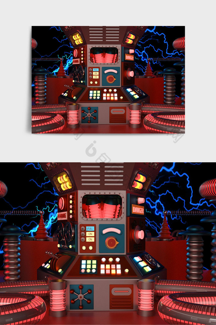 棕红色金属卡通风格发动机械主题C4D元素图片图片