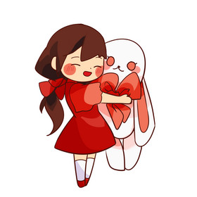 抱着布偶玩具的小女孩图片