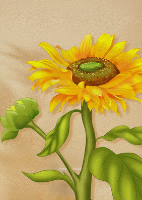 手绘油画太阳花向日葵客厅背景装饰画