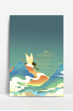 国风山水高山祥云图片png下载-包图网