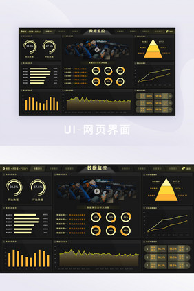 黑黄色互联网数据可视化大屏分析后台