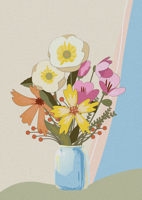 手绘油画向日葵花卉小清新客厅装饰画
