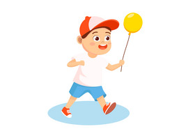 六一儿童节小男孩气球