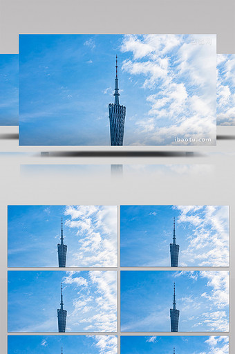 4k广州地标广州塔高空摩天轮蓝天白云延时图片