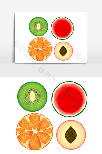 水果卡通横切面元素图片