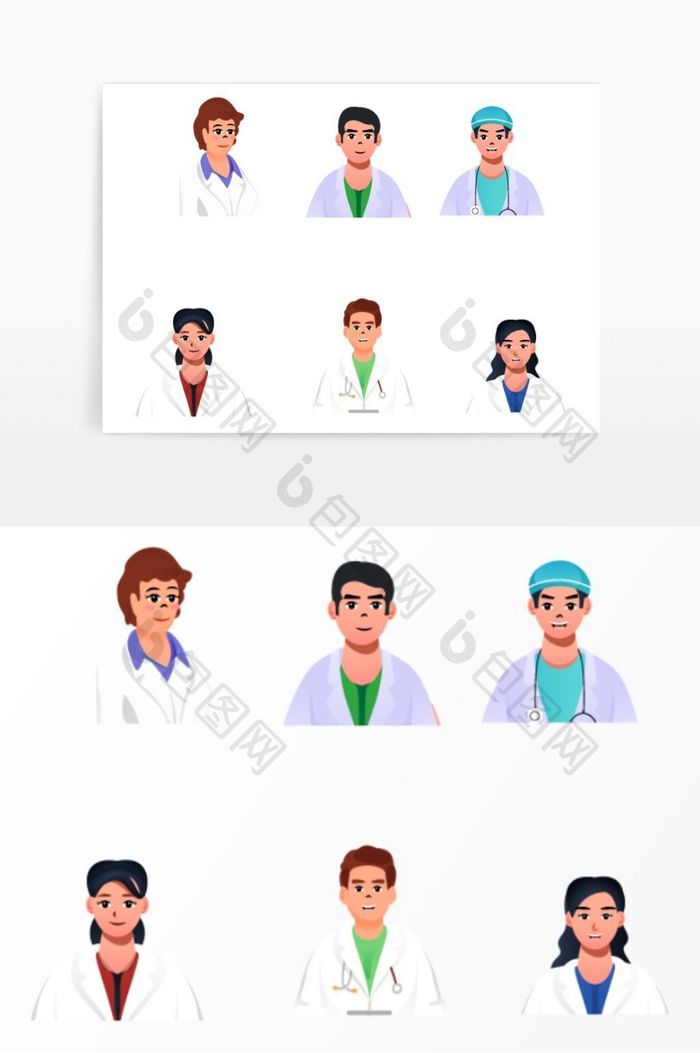 手绘卡通矢量养老保健医生角色元素
