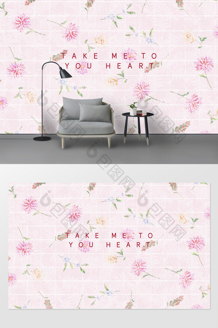 粉色樱花小清新花朵背景墙