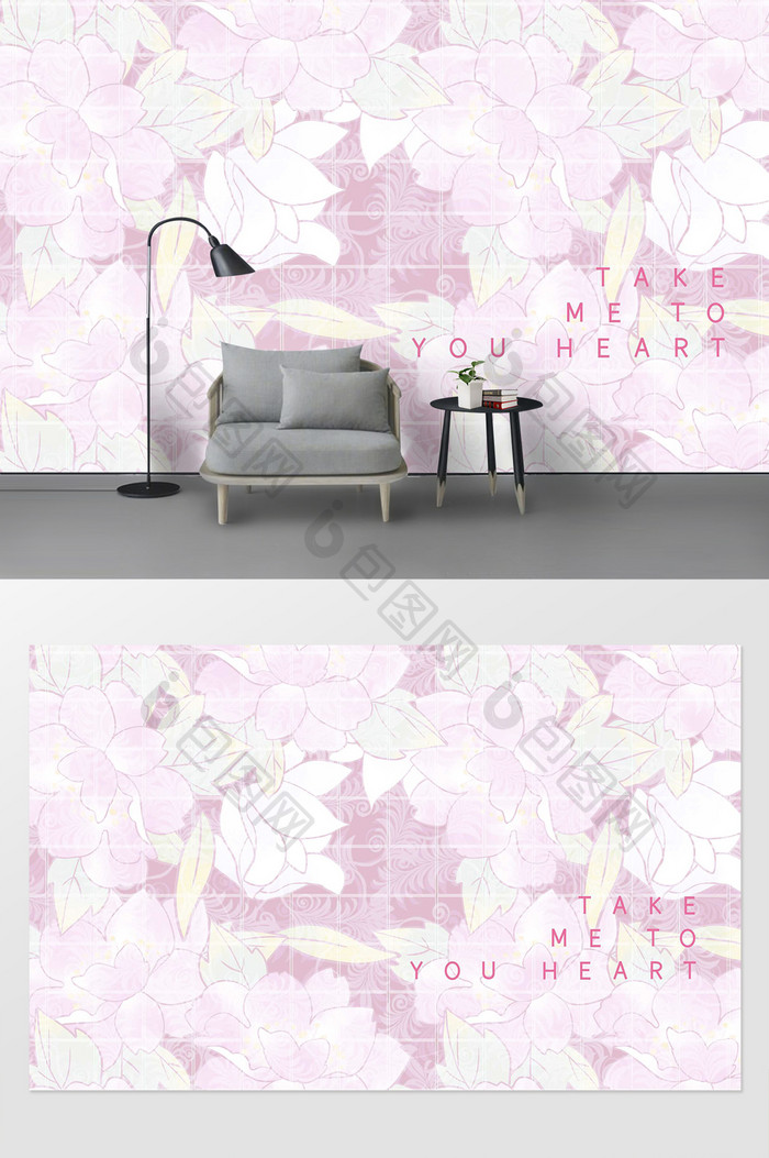 粉色花朵碎花纹理清晰背景墙