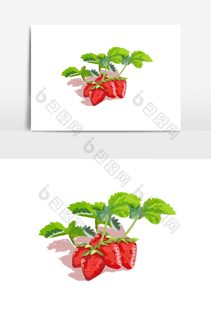 手绘新鲜有机美味水果插画草莓元素