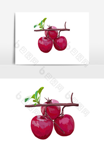 手绘新鲜有机水果插画苹果生鲜图片